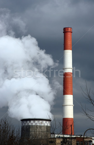 Gyár égbolt technológia füst építészet erő Stock fotó © offscreen
