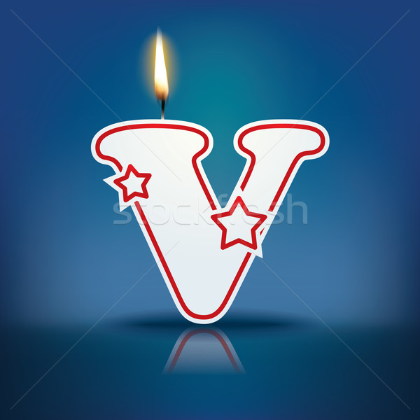 Candle letter V with flame Stock photo © ojal