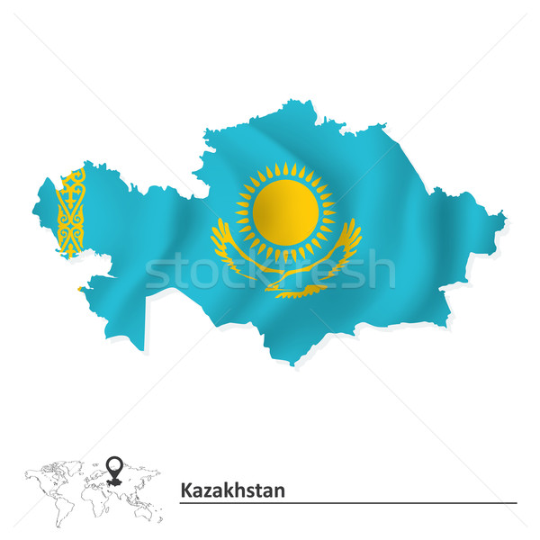 Map of Kazakhstan with flag Stock photo © ojal