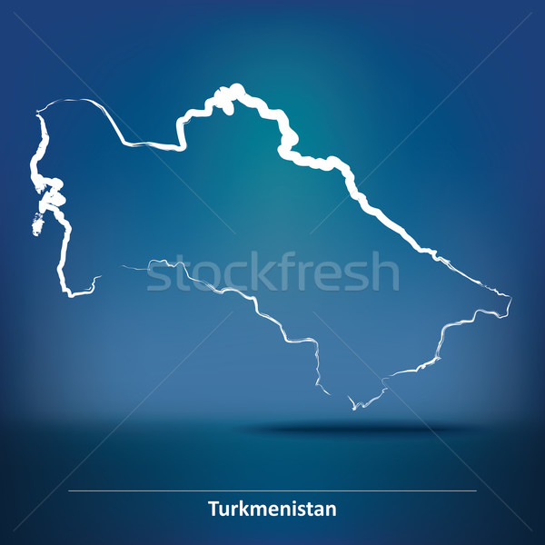 Karalama harita Türkmenistan doku arka plan siluet Stok fotoğraf © ojal
