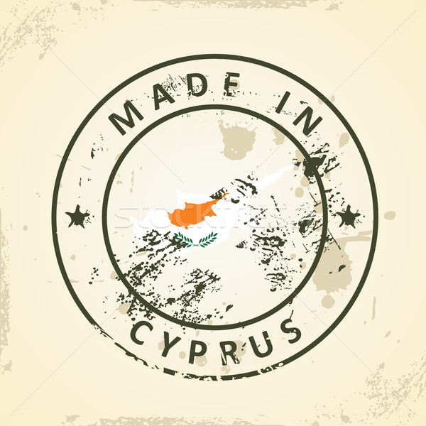 Stamp with map flag of Cyprus Stock photo © ojal