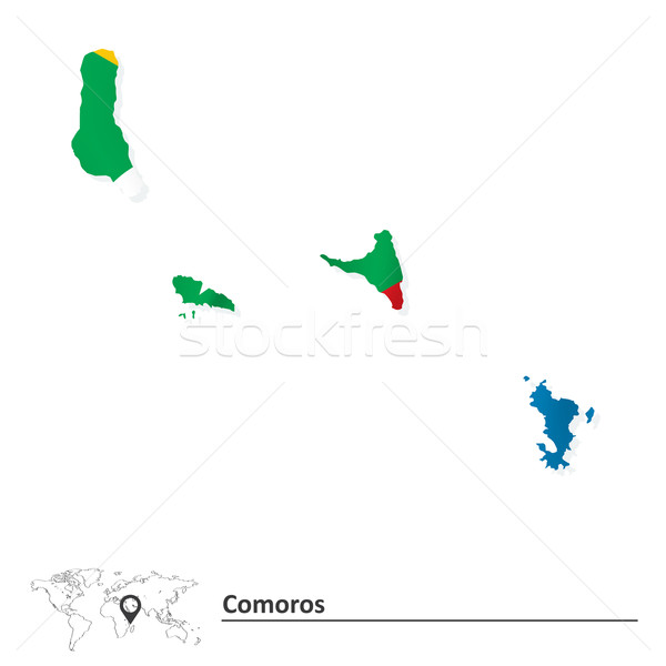 Mappa Comore bandiera sfondo viaggio isola Foto d'archivio © ojal