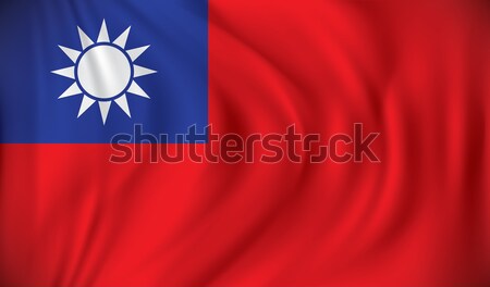 Foto stock: Bandeira · Taiwan · mapa · azul · asiático · traçar