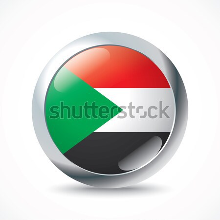 Foto stock: Sudão · bandeira · botão · textura · assinar · verde