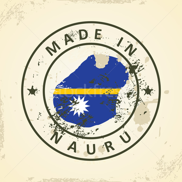 ştampila hartă pavilion Nauru grunge fundal Imagine de stoc © ojal