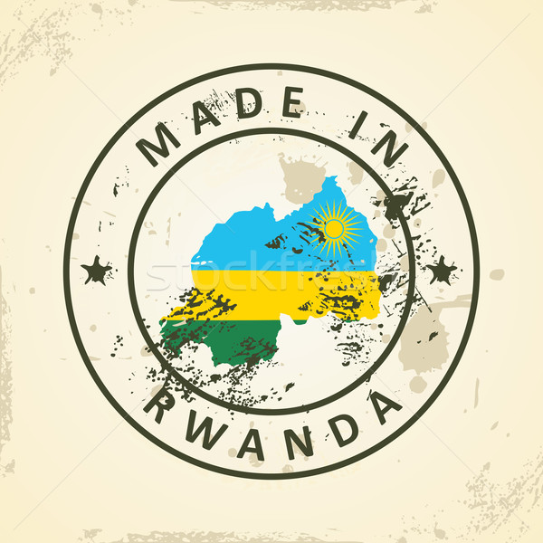 Pieczęć Pokaż banderą Rwanda grunge świat Zdjęcia stock © ojal