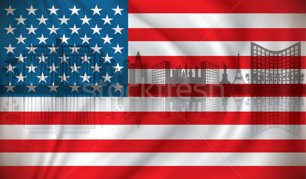 Foto d'archivio: Bandiera · USA · vegas · skyline · casa · sfondo