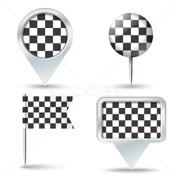 Map pins with Checkered Race flag Stock photo © ojal