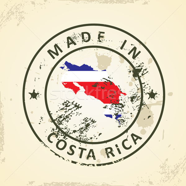 Foto stock: Carimbo · mapa · bandeira · Costa · Rica · grunge · abstrato