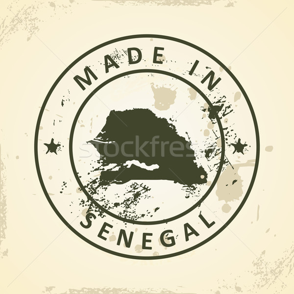 Bélyeg térkép Szenegál grunge világ zöld Stock fotó © ojal