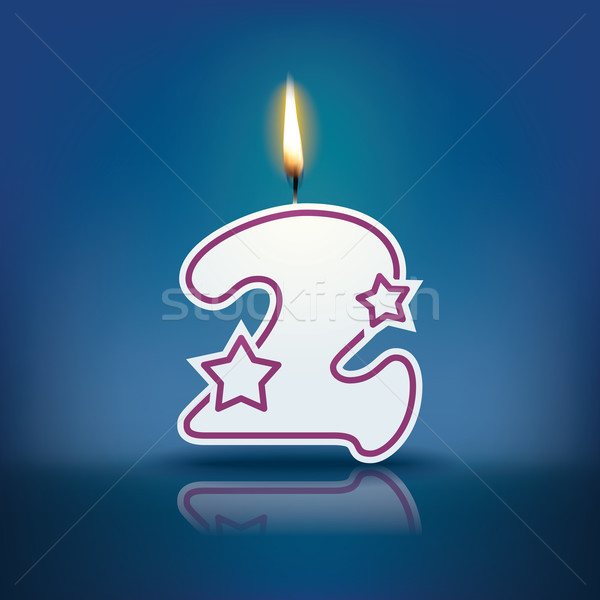 Candle number 2 with flame Stock photo © ojal