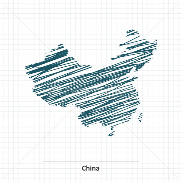 Doodle schets China kaart textuur aarde Stockfoto © ojal