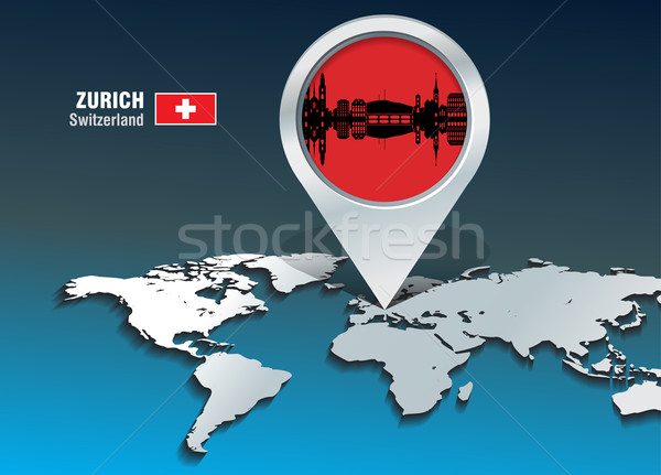 Map pin with Zurich skyline Stock photo © ojal