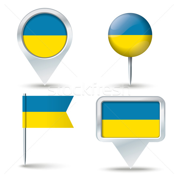 Map pins with flag of Ukraine Stock photo © ojal