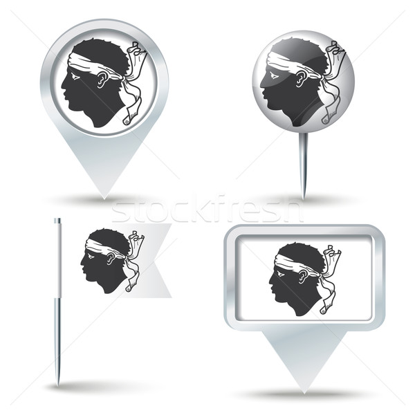 Map pins with flag of Corsica Stock photo © ojal