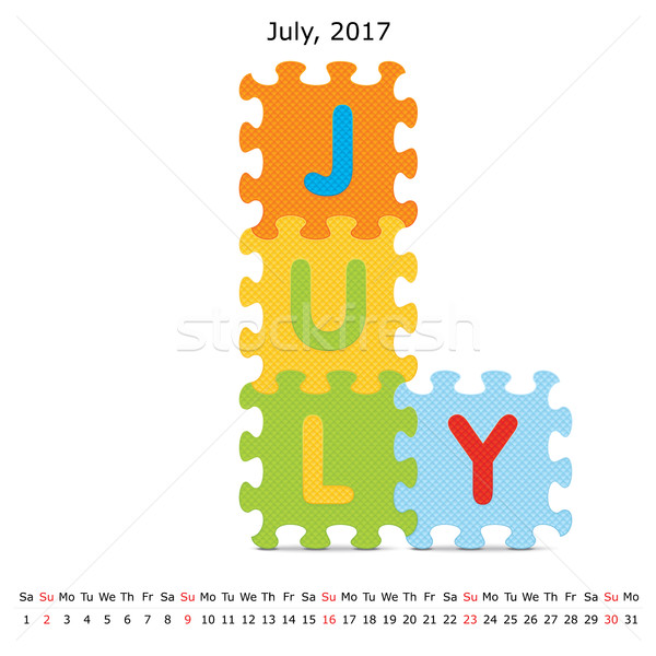 July 2017 puzzle calendar Stock photo © ojal