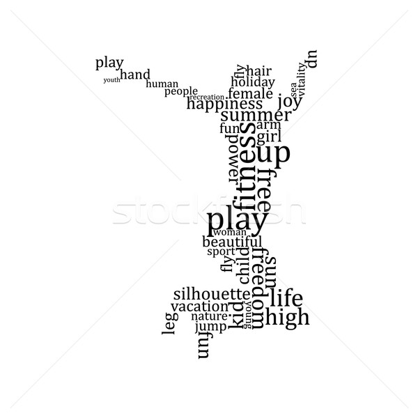 Jumping people silhouette made with words Stock photo © ojal