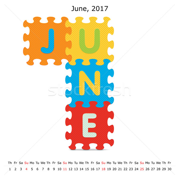 June 2017 puzzle calendar Stock photo © ojal