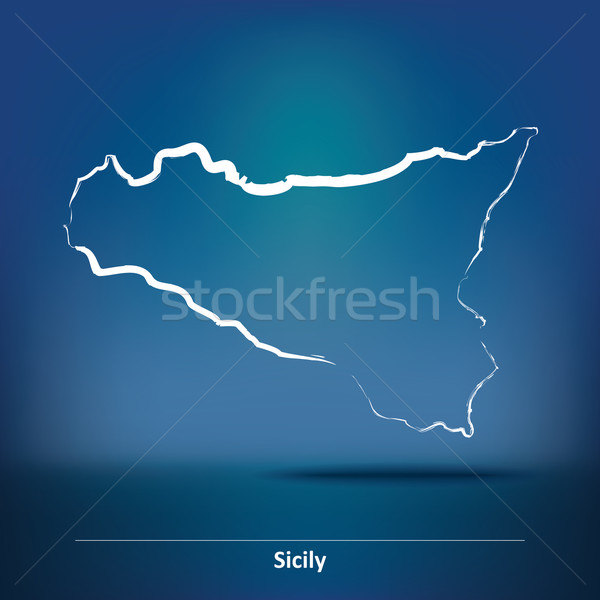 Rabisco mapa sicília mundo silhueta cor Foto stock © ojal