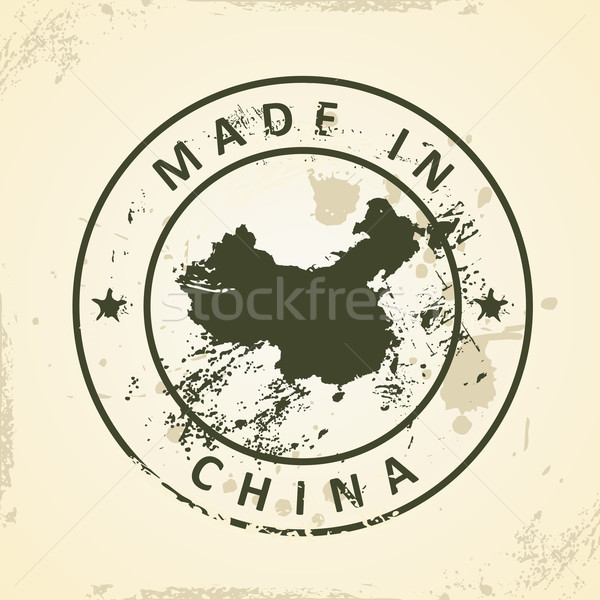 Stempel kaart China grunge wereld teken Stockfoto © ojal