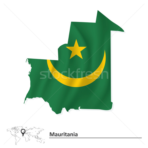 Hartă Mauritania pavilion proiect semna verde Imagine de stoc © ojal