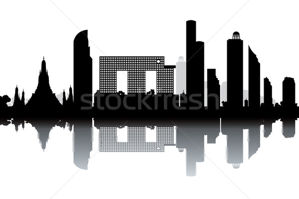 曼谷 天際線 黑白 建設 施工 城市 商業照片 © ojal