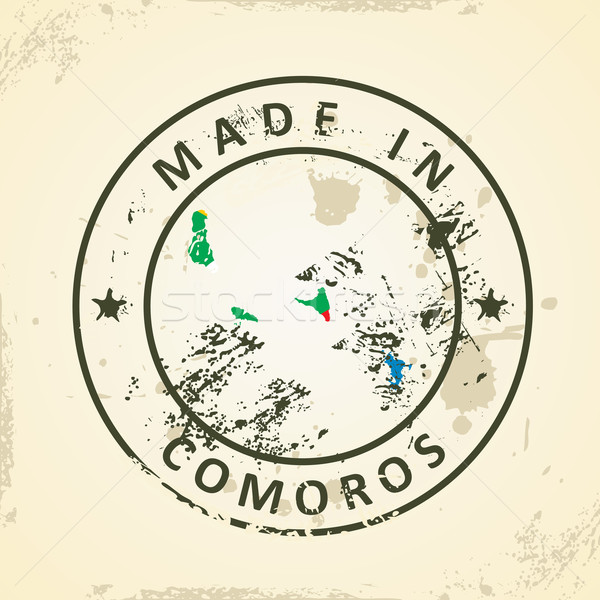 Timbro mappa bandiera Comore grunge abstract Foto d'archivio © ojal