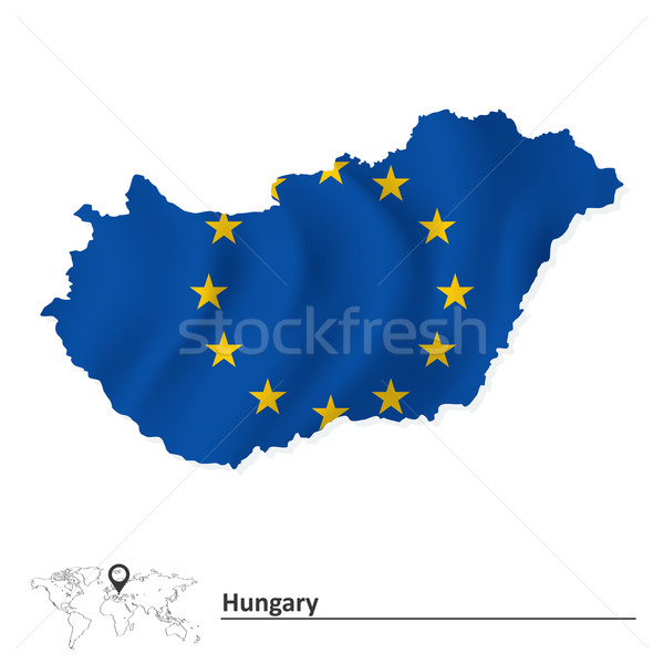 Map of Hungary with European Union flag Stock photo © ojal