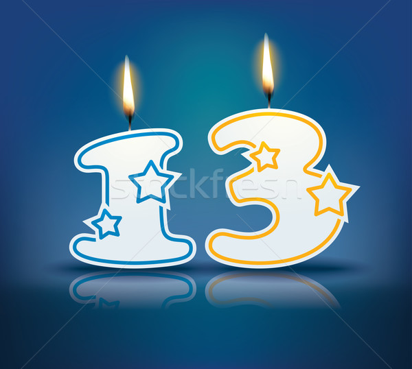 Születésnap gyertya szám 13 láng eps Stock fotó © ojal
