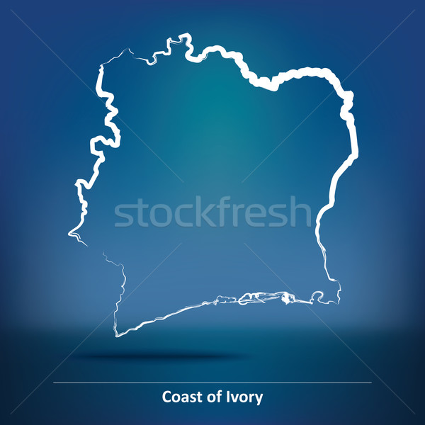 Mazgalitura hartă coastă fildes siluetă alb Imagine de stoc © ojal