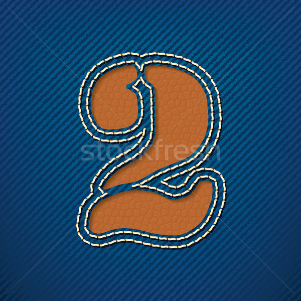 Number 2 made from leather on jeans background Stock photo © ojal