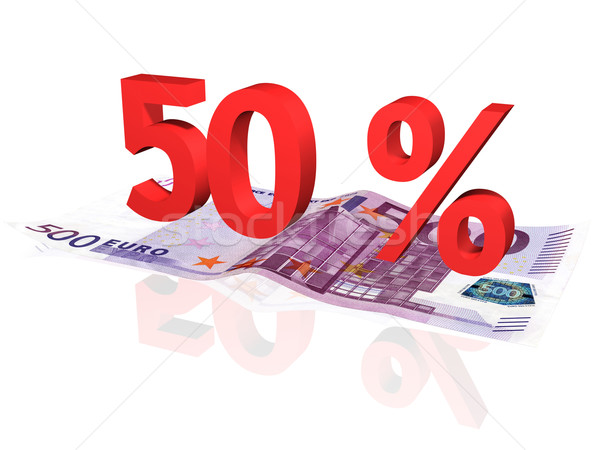 3d rendered 50 % percentage on euro banknote Stock photo © ojal