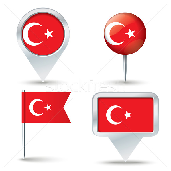 Stock photo: Map pins with flag of Turkey