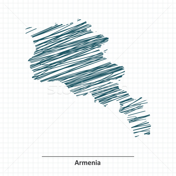 Foto stock: Rabisco · esboço · Armênia · mapa · projeto · mundo