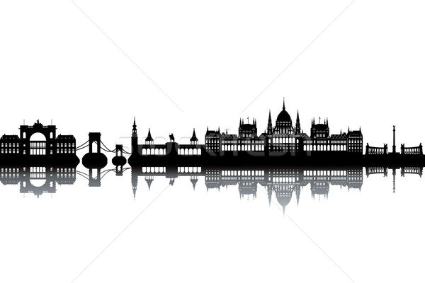 Budapeszt panoramę czarno białe miasta czarny Europie Zdjęcia stock © ojal