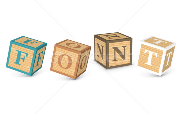 Stock photo: Word FONT written with alphabet blocks
