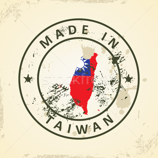 штампа карта флаг Тайвань Гранж фон Сток-фото © ojal