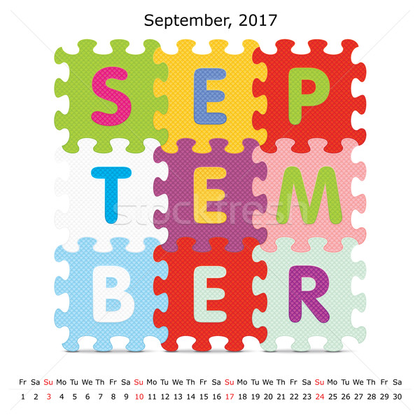 September 2017 puzzle calendar Stock photo © ojal
