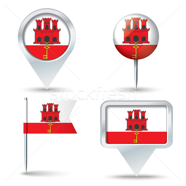Map pins with flag of Gibraltar Stock photo © ojal