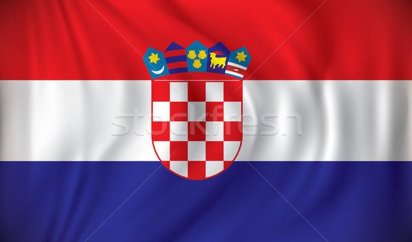 Banderą Chorwacja Pokaż streszczenie projektu niebieski Zdjęcia stock © ojal