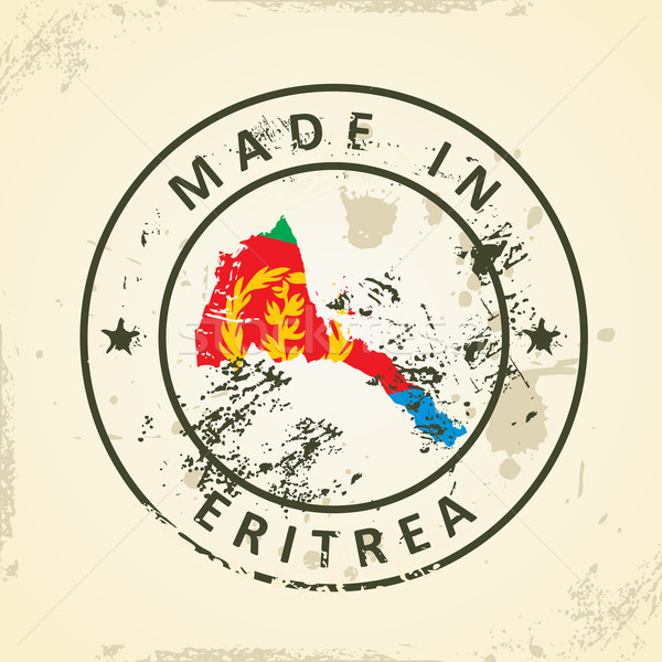 Stamp with map flag of Eritrea Stock photo © ojal