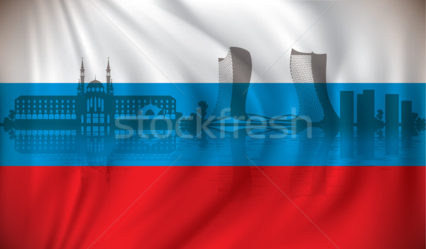 Flag of Russia with Kazan skyline Stock photo © ojal