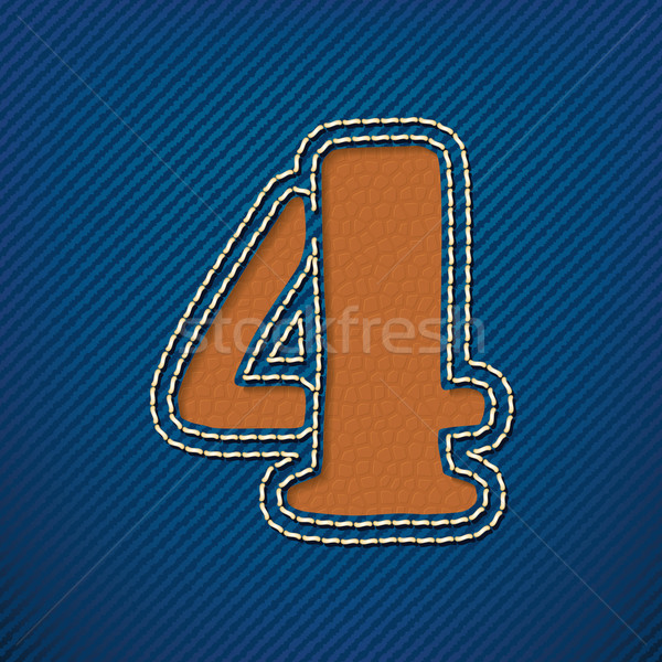 Number 4 made from leather on jeans background Stock photo © ojal