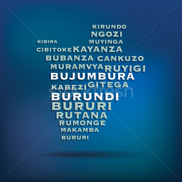 Stock photo: Burundi map made with name of cities