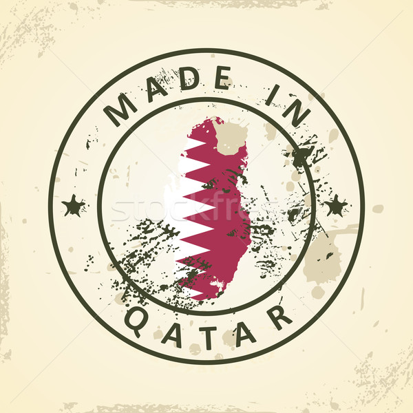 ştampila hartă pavilion Qatar grunge textură Imagine de stoc © ojal