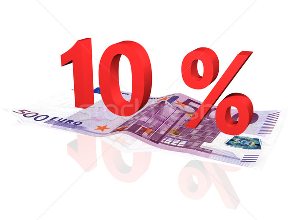 Stock photo: 3d rendered 10 % percentage on euro banknote
