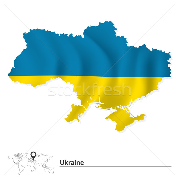 Stockfoto: Kaart · Oekraïne · vlag · ontwerp · wereld · achtergrond