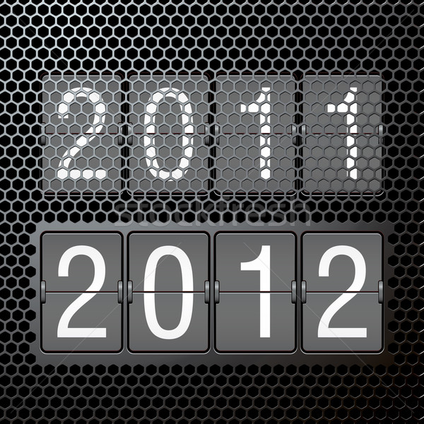 2012 Neujahr mechanische Anzeigetafel Hintergrund Zeichen Stock foto © ojal