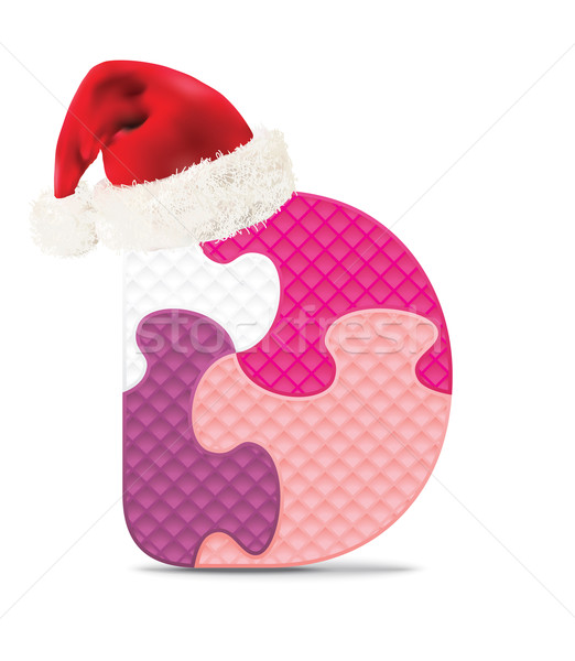 D betű írott ábécé puzzle karácsony kalap Stock fotó © ojal