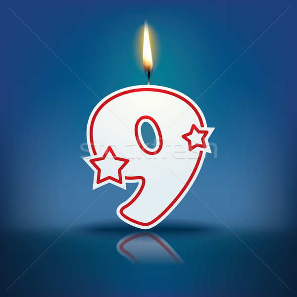 candle number 9 with flame
